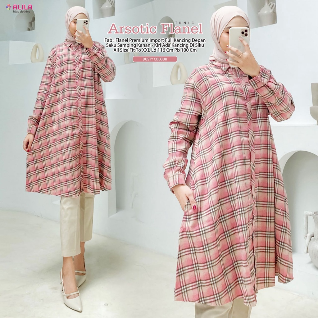 ARSOTIC FLANEL TUNIK/TUNIK FLANEL JUMBO/TOP ATASAN WANITA CASUAL/FLANEL PREMIUM IMPORT LD 118 CM FIT