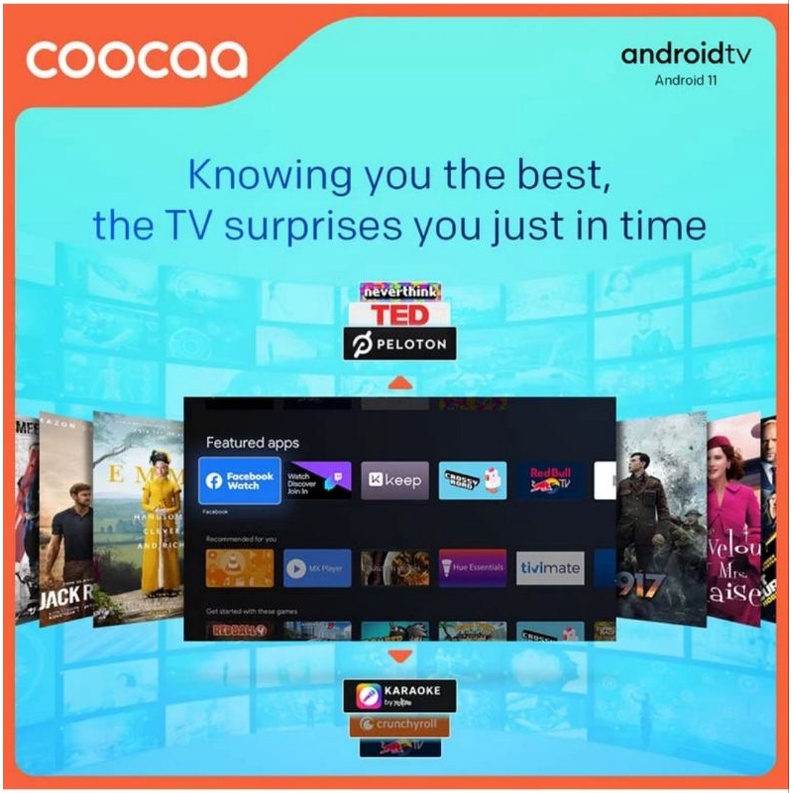 Coocaa 32S7G 32 inch Android 11 - Smart tv - HD - 60 Hz - Soft panel - Youtube/Netflix/Casting/Browser - BLUETOOTH/USB/HDMI/LAN/WIFI Garansi Resmi 3 th