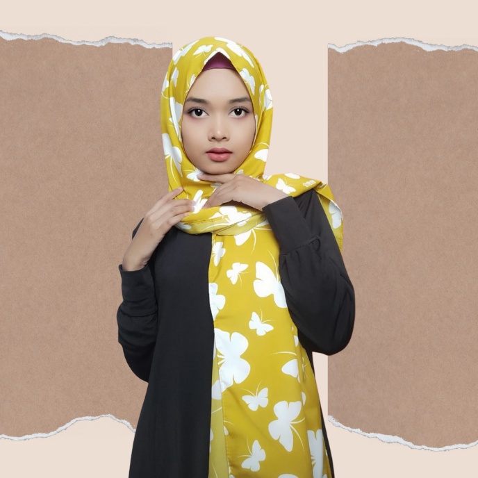 Pashmina Satin Motif Buterfly