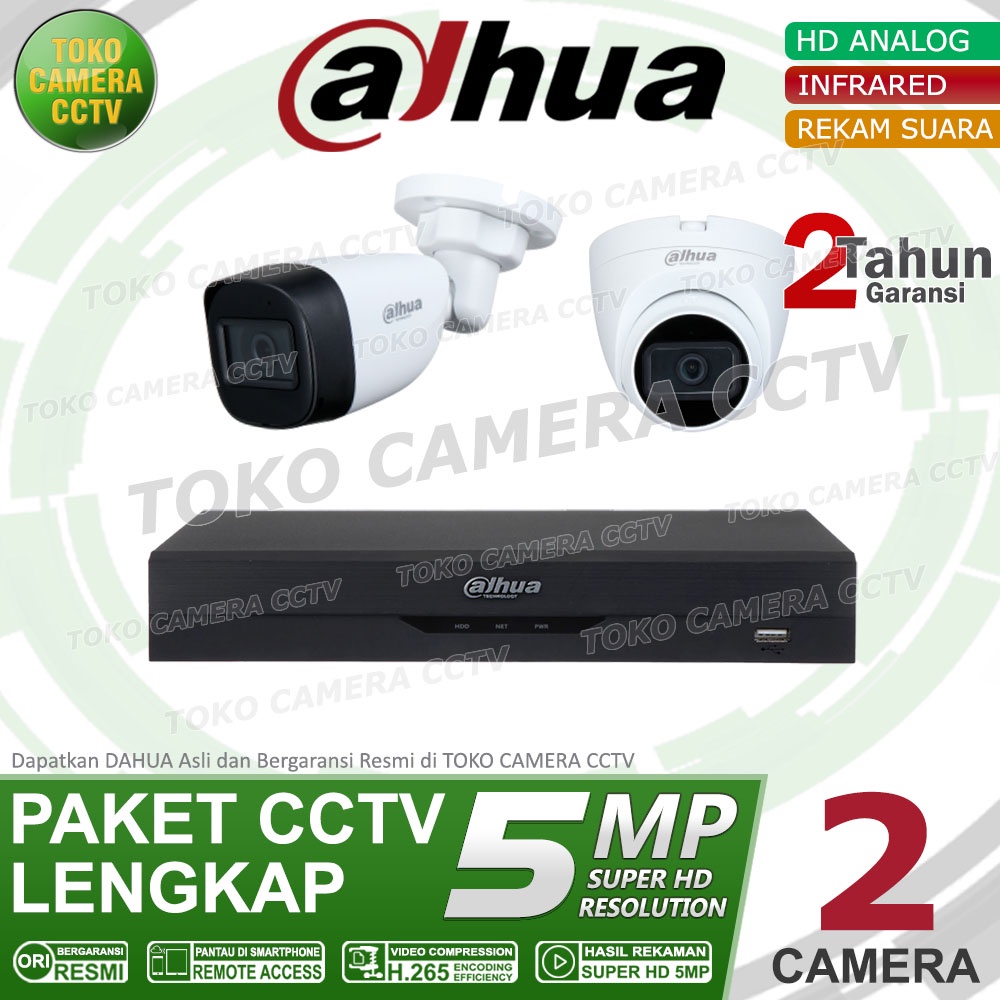 PAKET CCTV DAHUA 5MP AUDIO 4 CHANNEL 2 KAMERA