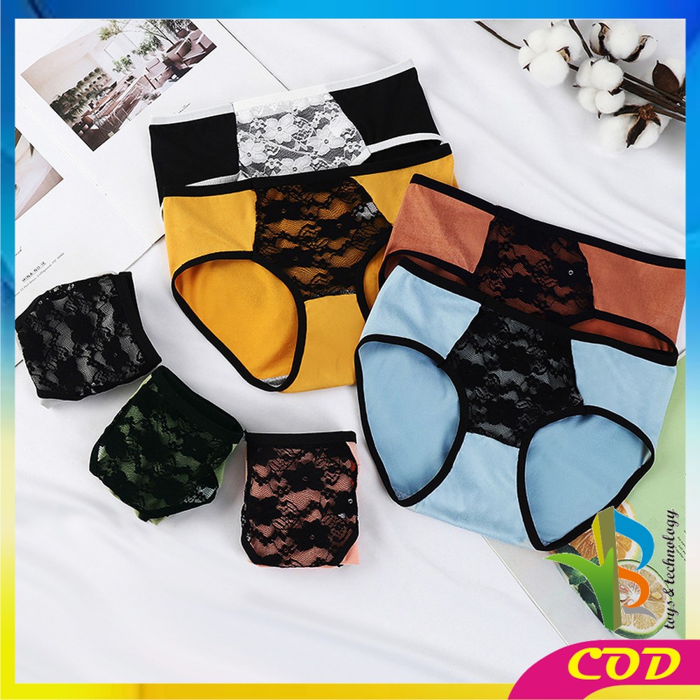 RB-P130 Celana Dalam List Hitam Renda Bunga / Undies Wanita Import Motif Polos / Kolor Wanita Dewasa