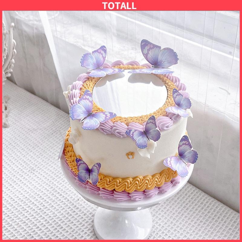 COD Cake Topper Hiasan Kue kupu Kupu Butterfly Pink Ungu Biru Ulang Tahun-Totall