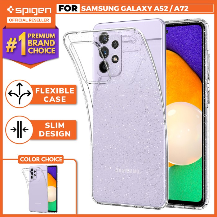 Original Case Samsung Galaxy A52 / A72 Spigen Liquid Crystal TPU Clear Casing - A72, Glitter
