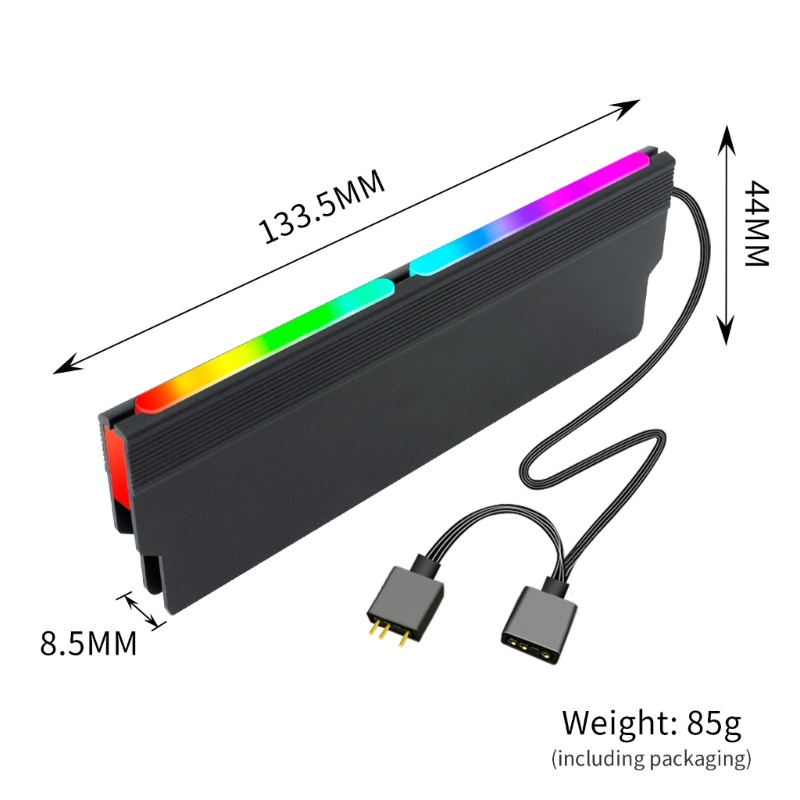 Bt 5V ARGB Memory Cooler DDR Heatsink Heat Spreader Cooler Banyak Kompatibel RGB DDR Heatsink 600mm Panjang Kawat