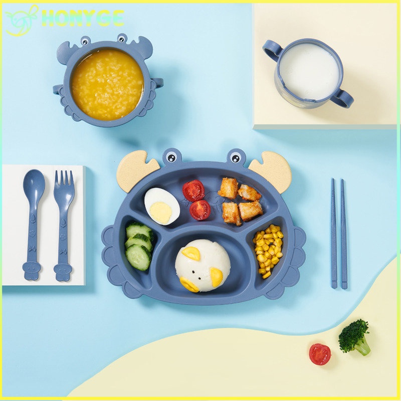 Peralatan makan bayi 6 in 1 Cartoon Animal 3DTableware Set Peralatan Makan Bayi Baby Feeding Set Kado anak perlengkapan bayi