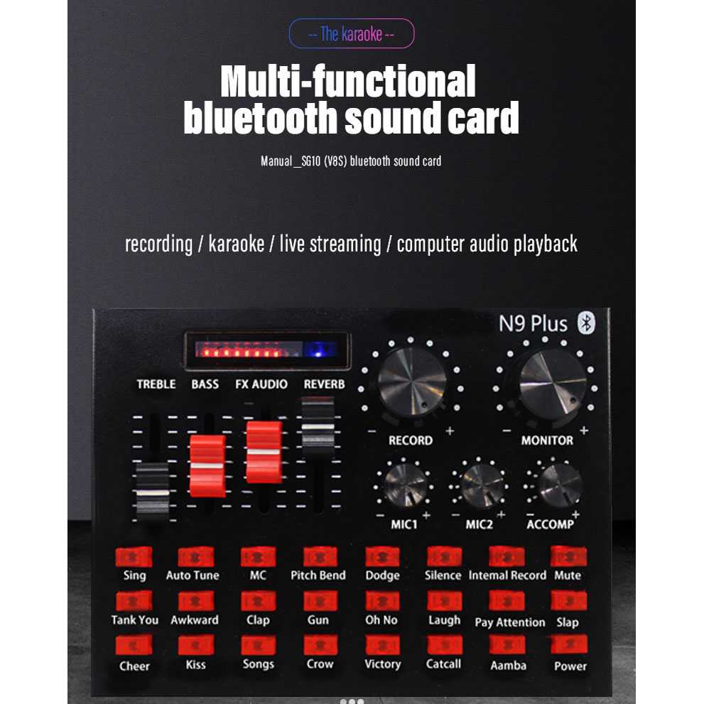 Bluetooth Audio USB External Soundcard Broadcast Mic Headset - N9 Plus ALAT KAROKE DAYA BATRAI BISA DICAS ULANG