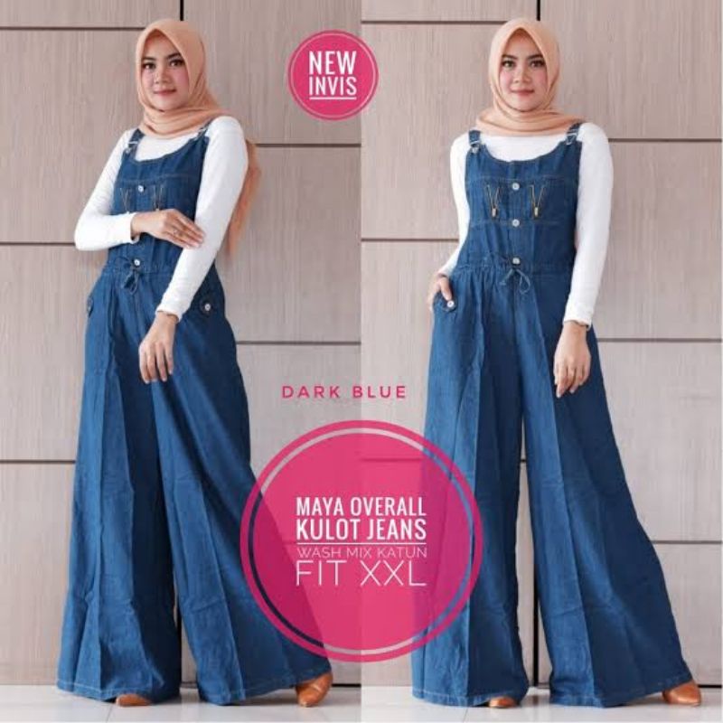 Overall pocket jeans/celana kodok jeans/celana overall remaja muslim murah/bawahan celana muslim