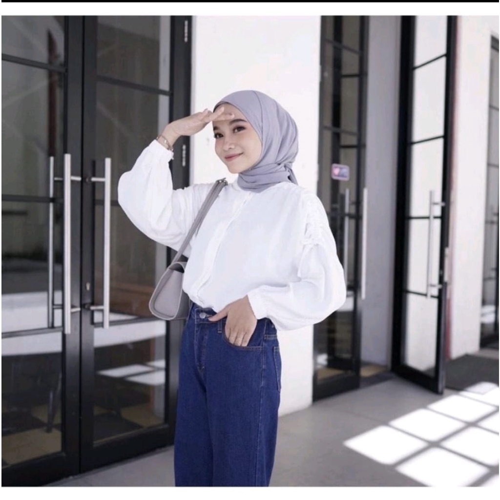 Kemeja Serut Oversize Cringkle Airflow Atasan / Blouse Jumbo Kemeja Serut Wanita