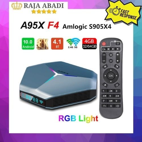 TV Box Android 10.0 A95X4 F4 Air Amlogic S905X4 Ram 4GB Rom 64GB UHD BERMUTU