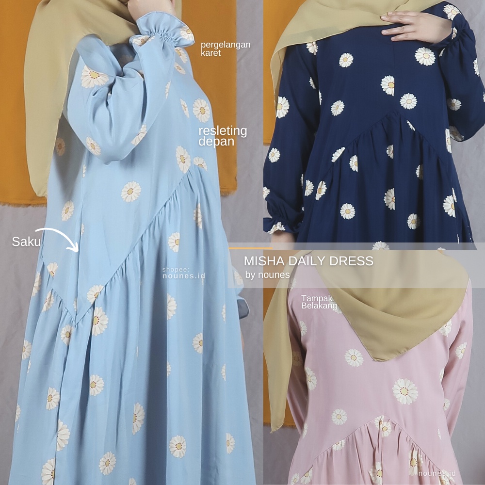 Nounes Misha Daily Dress Gamis Kasual Wanita Matt Woolpeach Monalisa