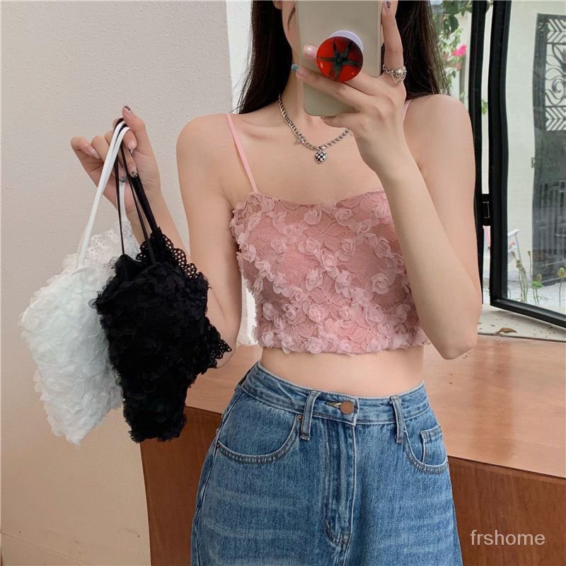 Renda kamisol dengan desain dada perempuan niche gadis-gadis 'pakaian dalam di luar musim panas Pera