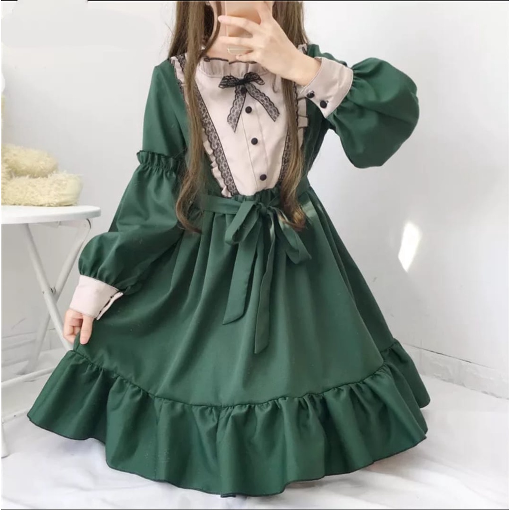 QFS - DRESS KIDS ZASKIA/ HIJAU EMERALD / DRESS ANAK TANGGUNG / TERBARU / TERPOPULER