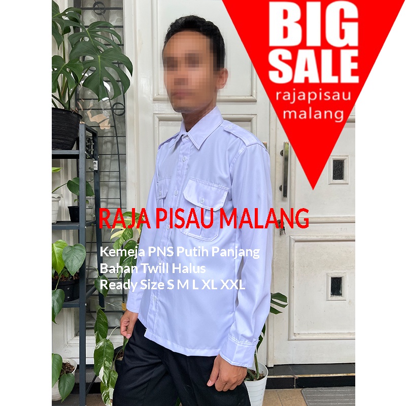 Baju Pdh Putih Pria Kemeja Dinas Putih Pria Lengan Panjang Seragam PNS Putih Pria Baju Putih Pns Pemda Kerah Hitam Terbaru Bahan Twill