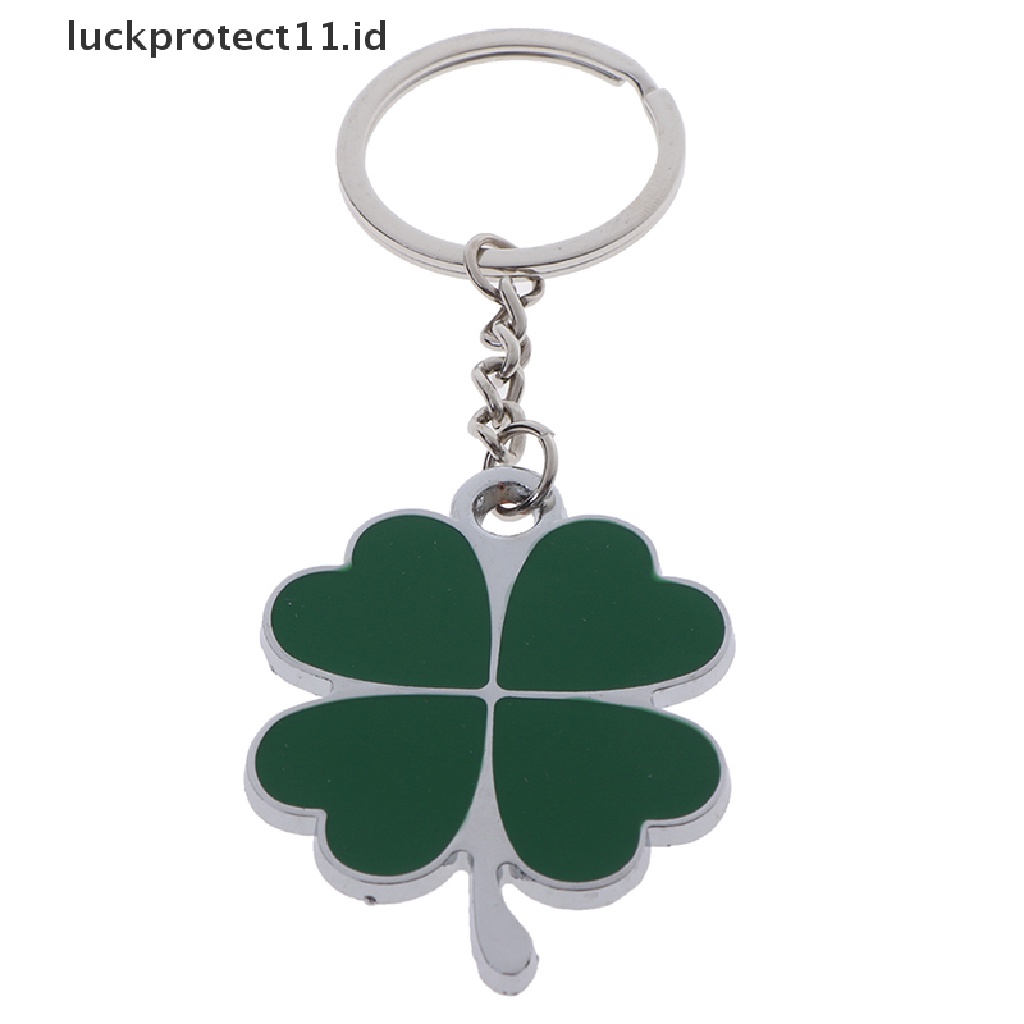 /Fashion Hot// Fashion// 1Pc Stainless Green Leaf Gantungan Kunci Fashion Empat Daun Clover Steel Lucky Key Chain.