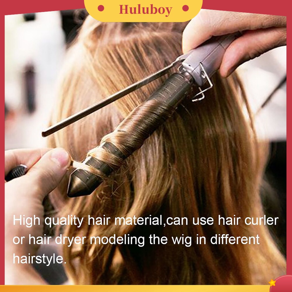 Wig Rambut Sintetis Model Panjang Warna Emas Dengan Poni Untuk Wanita