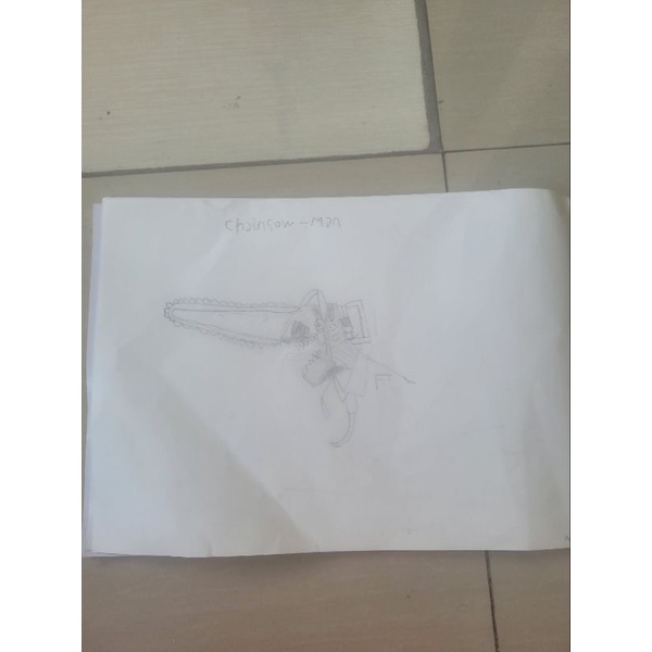 

sketsa pensil chainsowman dan gunai anak sd