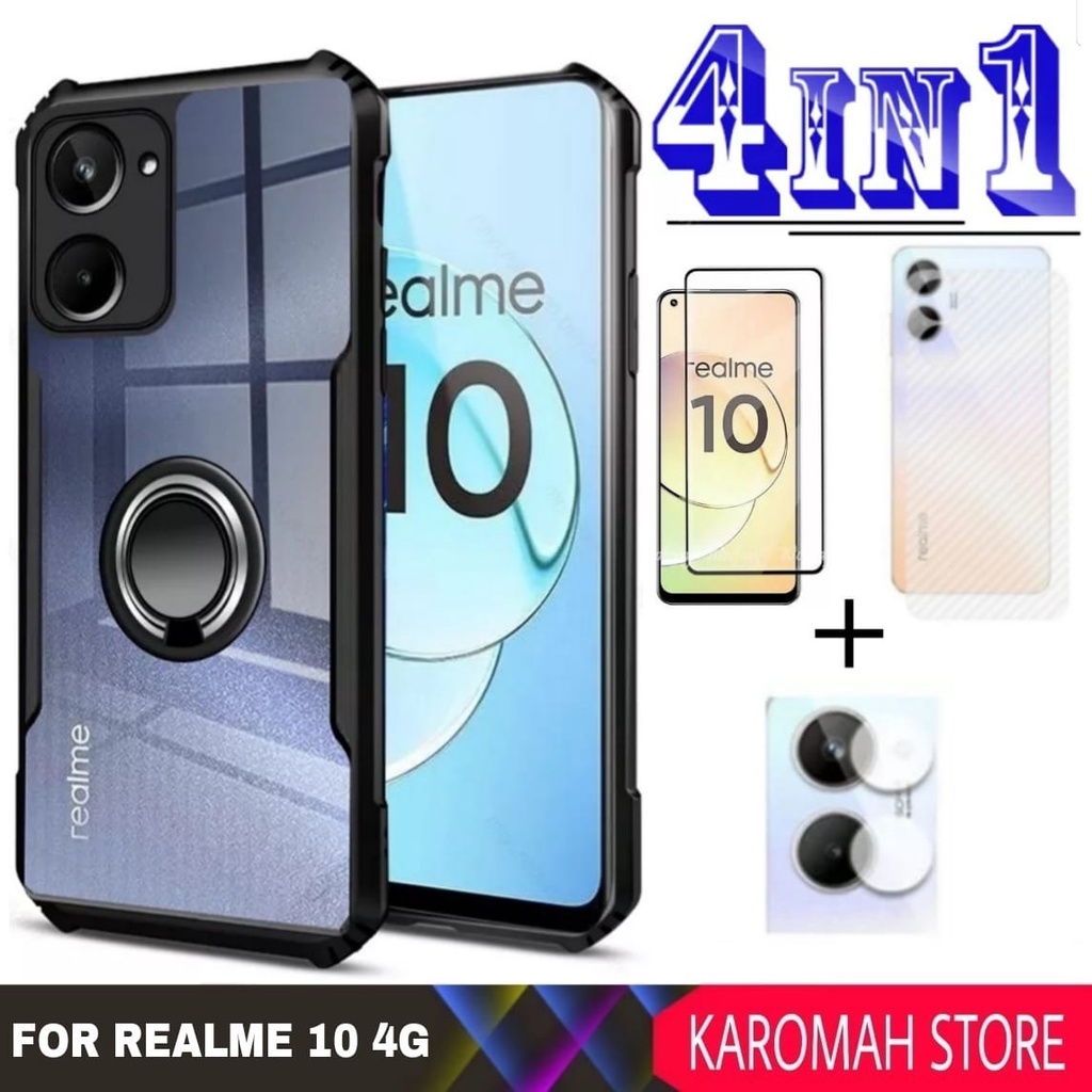 PAKET 4 INC 1 Case REALME 10 4G 2022 shockproof super excellent RINGK - REALME 10 4G