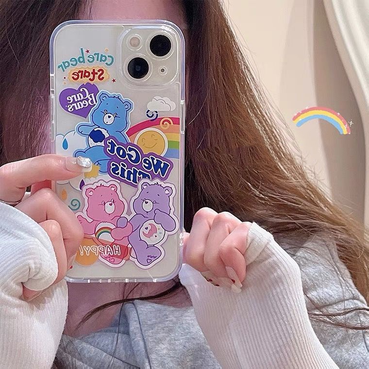 IPHONE Cute Love Bear Soft Phone Case Kompatibel Untuk Iphone14 13 12 11 Pro XS Max Casing Tahan Guncangan X XR 78 6 6S Plus Cover TPU Transparan