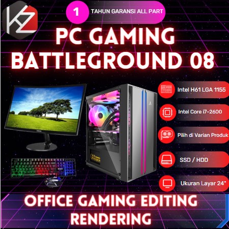 PC Gaming Fullset Intel Core I7 2600 RAM 16GB (GTX 1050Ti 4GB ) Cocok editing render cepat