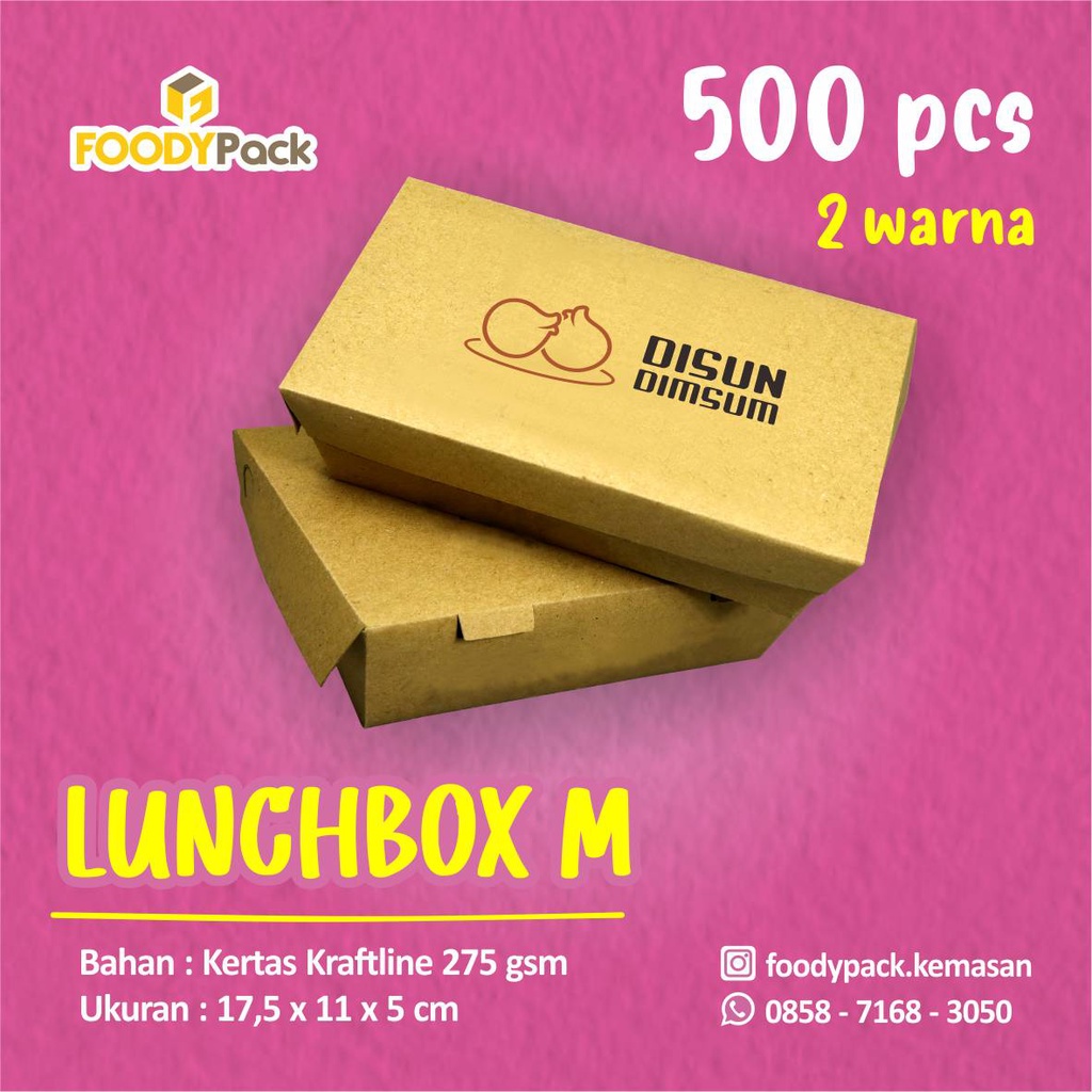 [Custom 2 warna] Lunch Box Kraftline M | Dus Nasi | Kemasan | Dus nasi | Paper