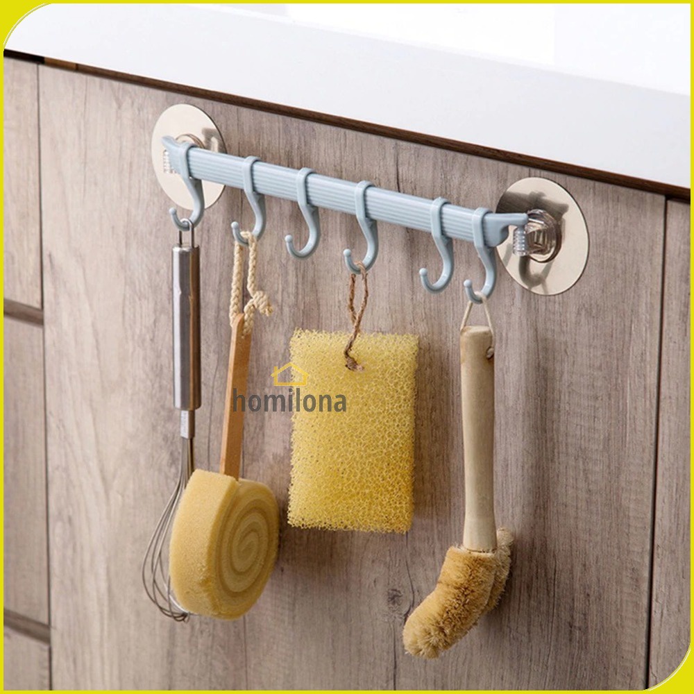 Outer Rak Gantungan Peralatan Dapur 6 Hole Strong Adhesive Hook Ou007 White