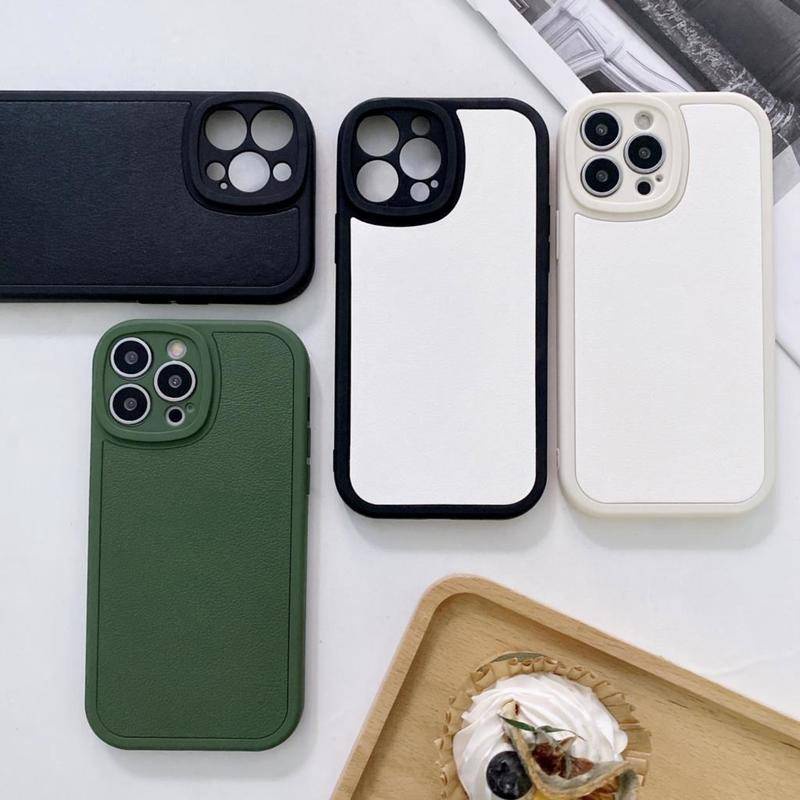 IPHONE Casing Ponsel Bingkai Bulat Bahan Kulit Mewah Untuk Iphone11 12 13 14 Pro Max Mini Plus Shockproof Pelindung Soft Cover