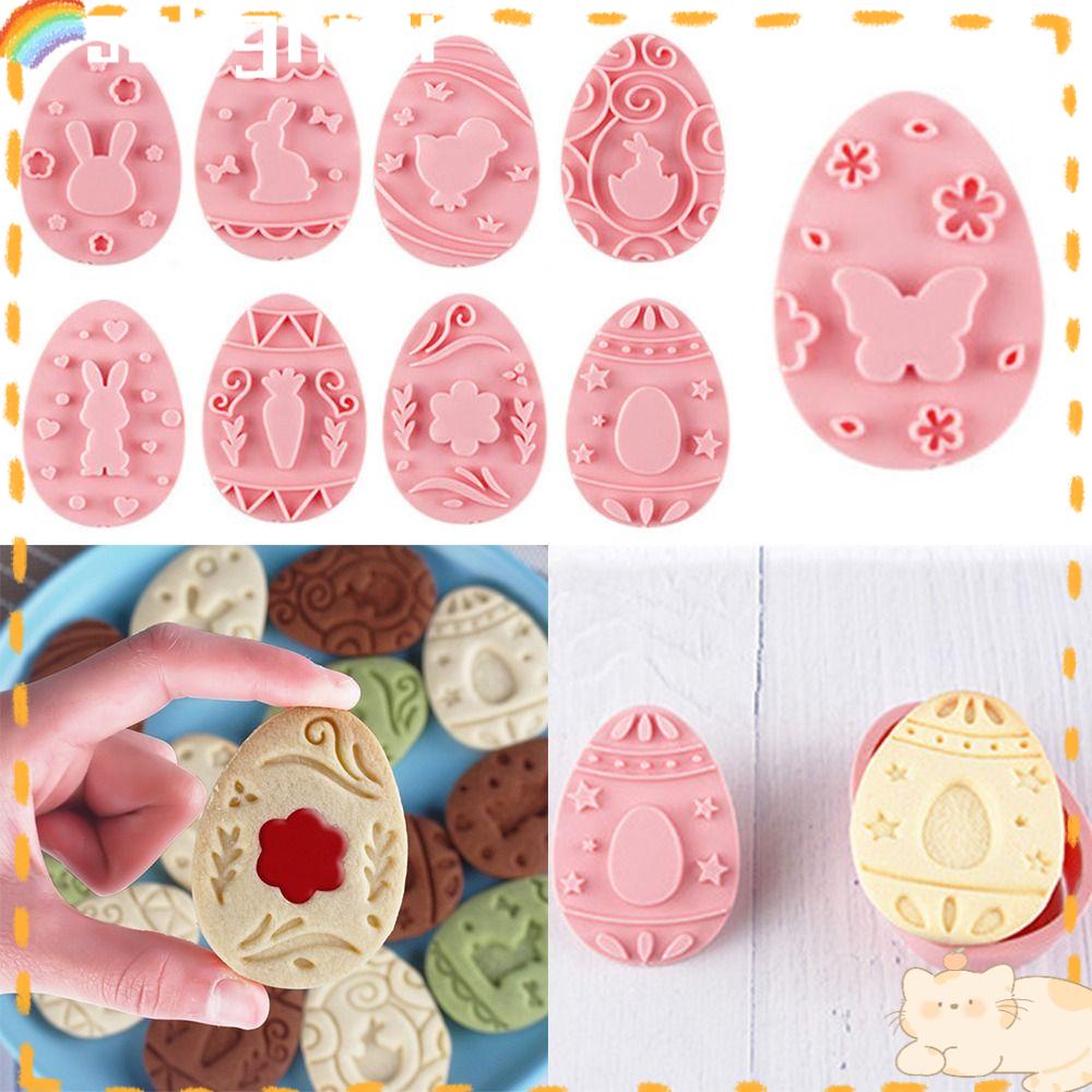 Solighter 9 Pcs/set 3D Easter Rabbit Telur Makanan Fondant Pastry Dekorasi Cetakan Kue Toples Plastik Saus Sandwich