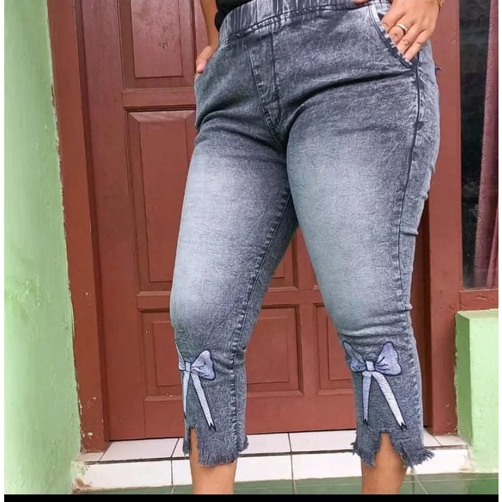 NEW ARRIVAL//RABONA JEGGING JEANS JUMBO APLIKASI BORDIR