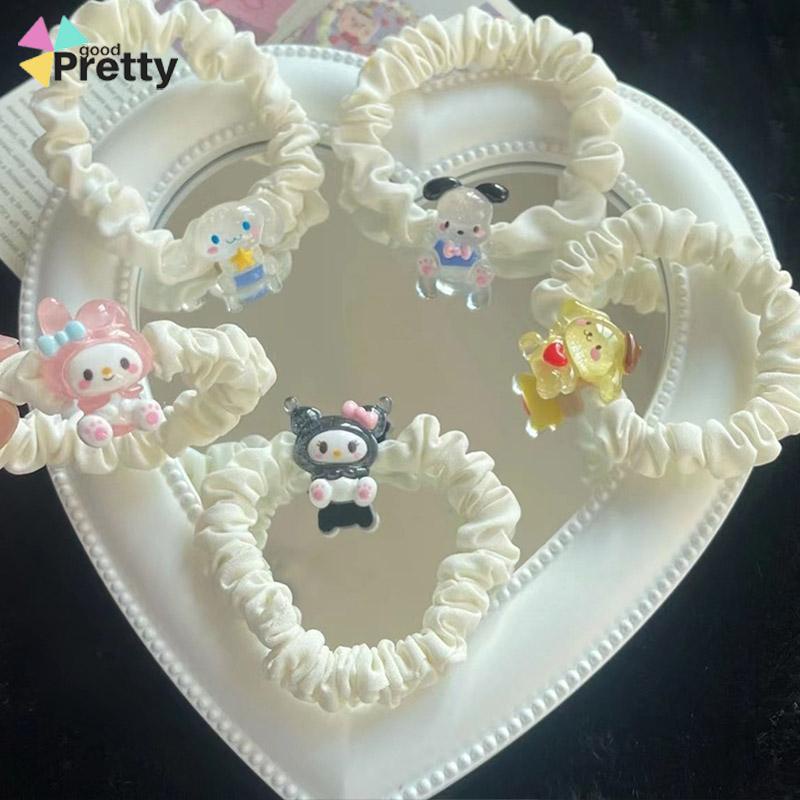 Kartun Cinnamoroll Dog Lipit Cincin Rambut Gadis Manis Lucu Tali Rambut Karet Gelang Karet - PD