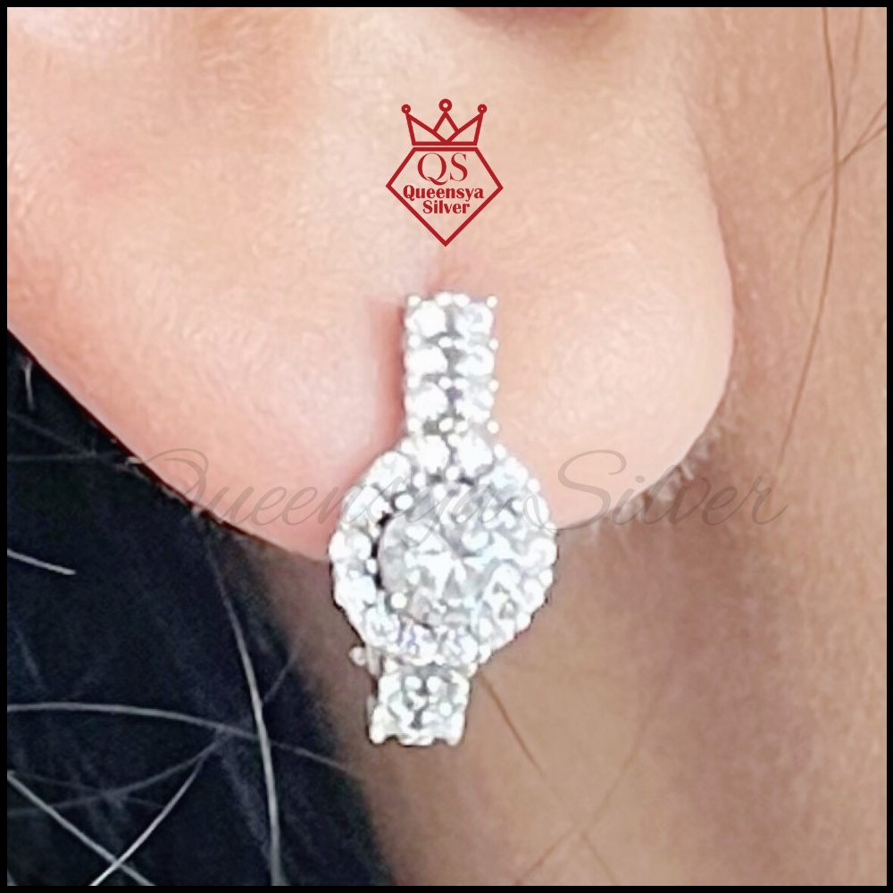 Anting Perak | Anting Jepit Perak Lapis Emas Putih Sophie Queensya Silver