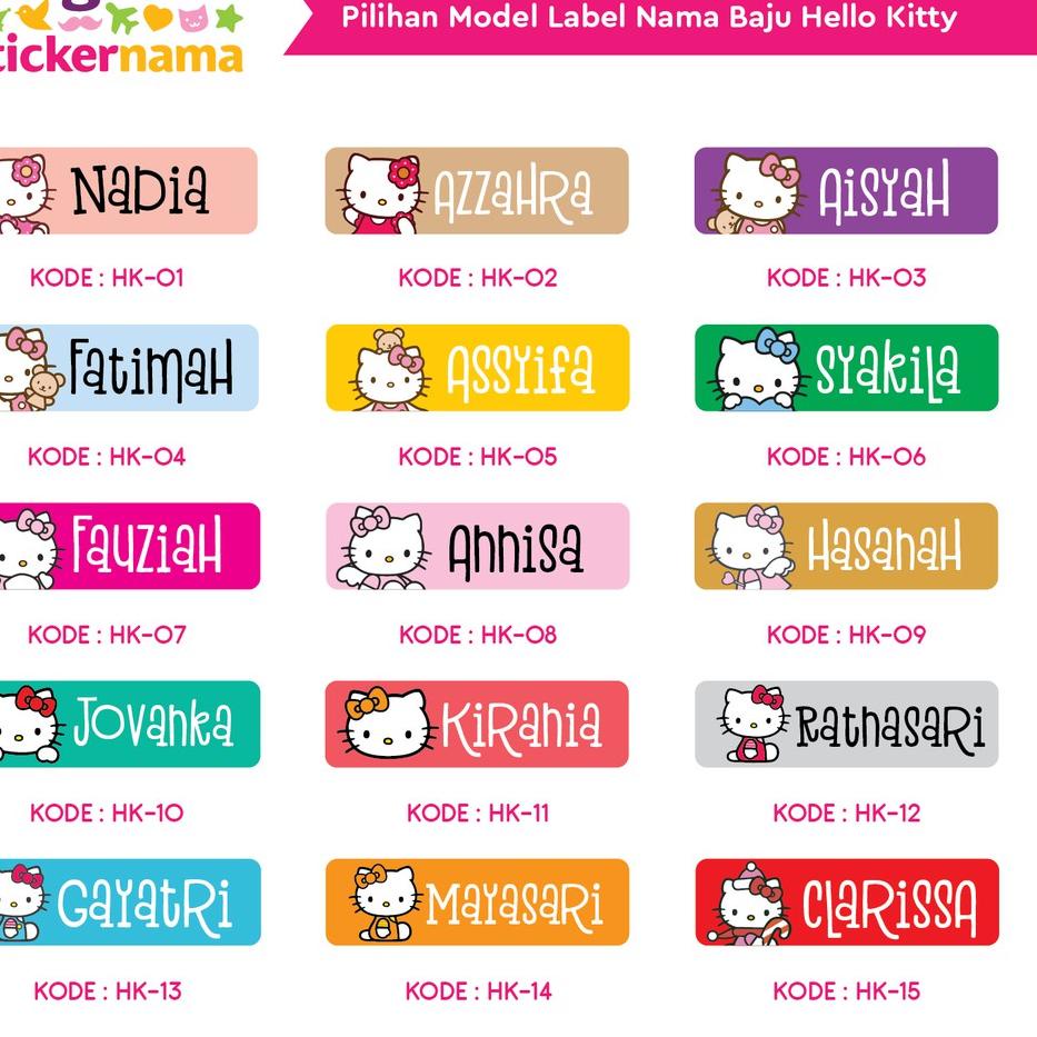 

P-6T») Label Nama Baju, Label Nama Kain, Label Setrika, Iron-On Label Gambar Hello Kitty berkualitas
