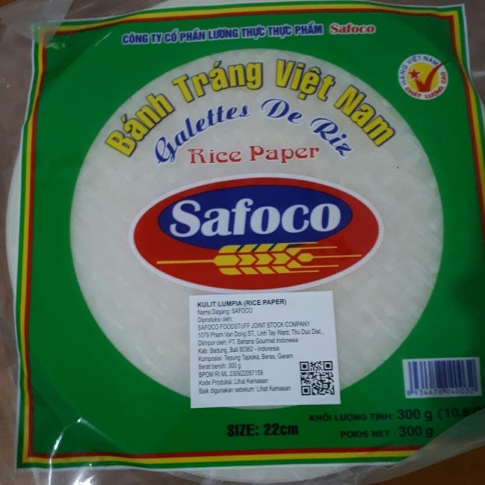 

Safoco-Rice Paper Vietnam 300Gram/Size 22Cm/Kulit Lumpia Vietnam 300Gr Tx0654