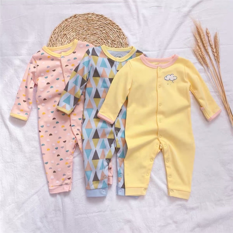 BABY K2 - Sleepsuit Buka Kaki Premium si 3 Pcs Motif Awan