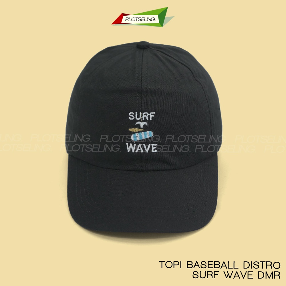Topi Baseball SURF WAVE Distro Kasual Pria Wanita Abu Cream Hijau Navy Hitam Bahan DMR Twill Ukuran All Size Clip Besi