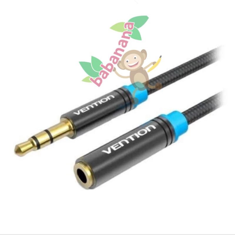 Vention B06 1M Aux 3.5mm audio cable extension male to female Hitam