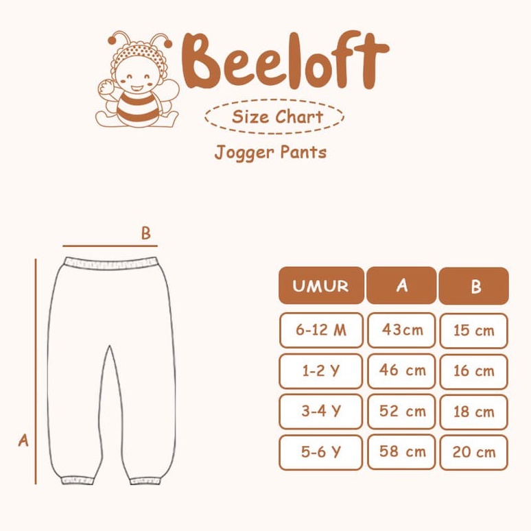 Jogger Pants Celana Panjang Anak Unisex Beeloft 6 Bulan - 6 Tahun