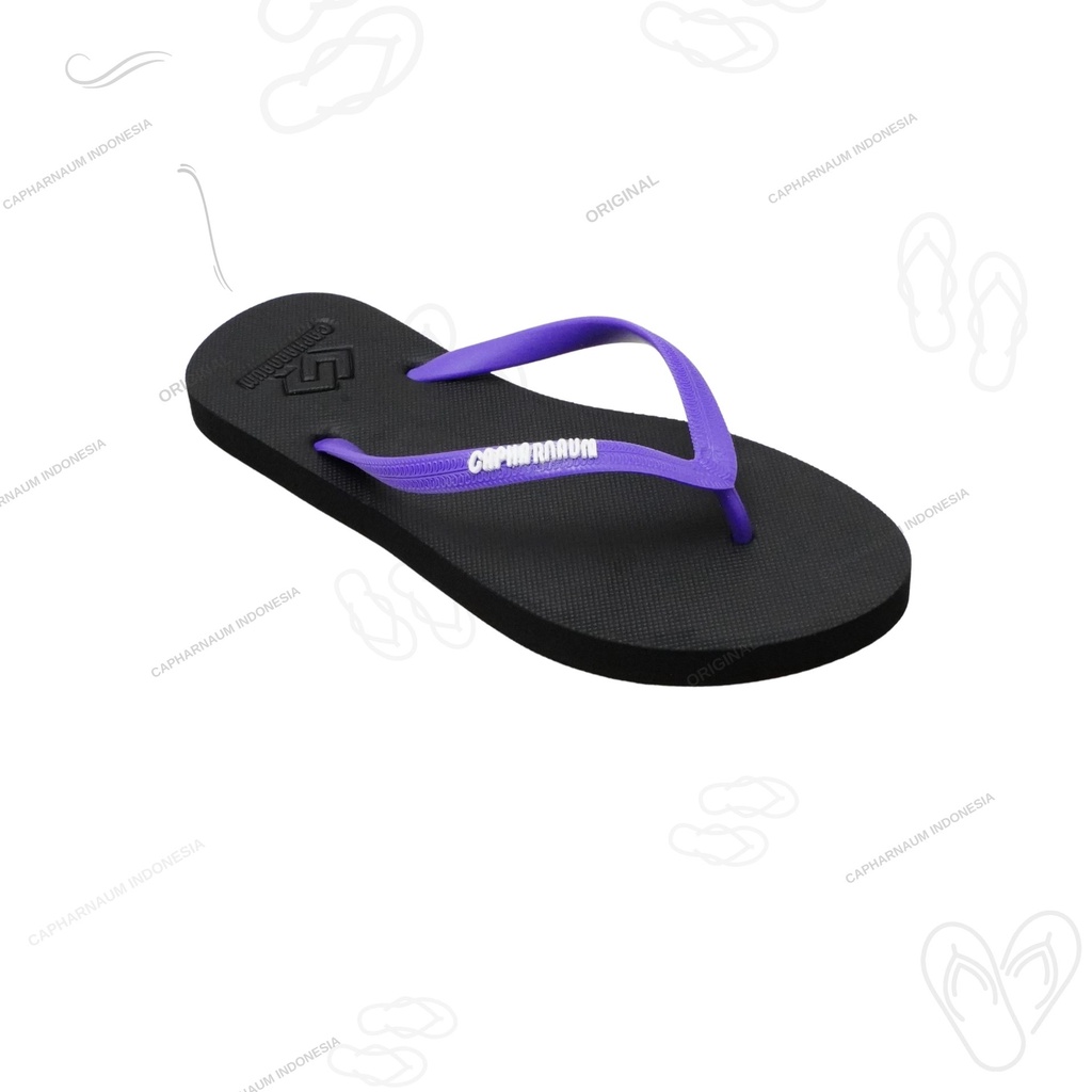 Capharnaum [NICE] Black On Purple Sandal Jepit Wanita Simple Cozy