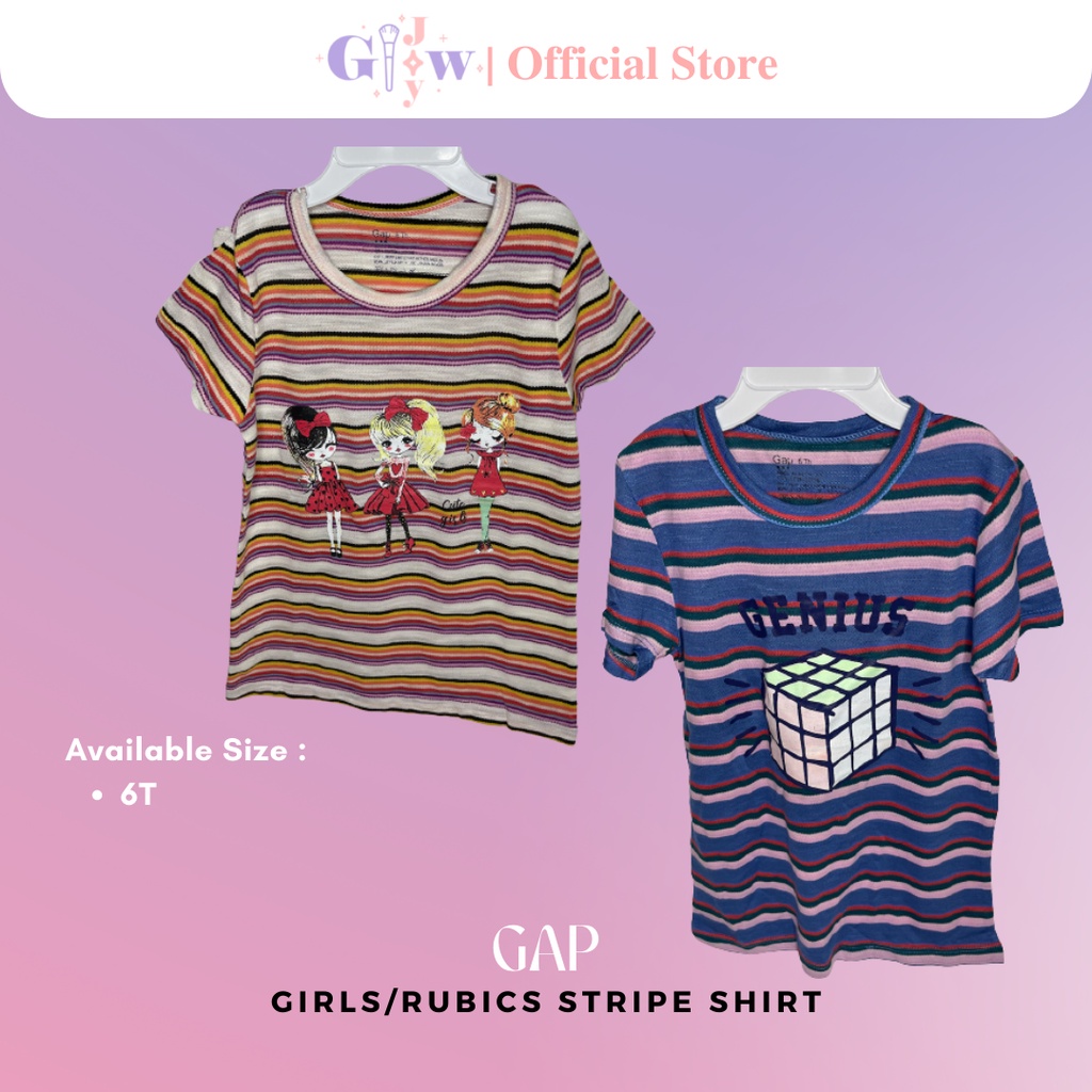 A5011-A5012 GAP girls / rubics stripe shirt / baju anak kecil bayi remaja girl bodysuit jumper pakaian perempuan laki laki cowo cewe cewek cowok kemeja overall lucu unik imut gemas gemes murah sisa ekspor export kaos kaus