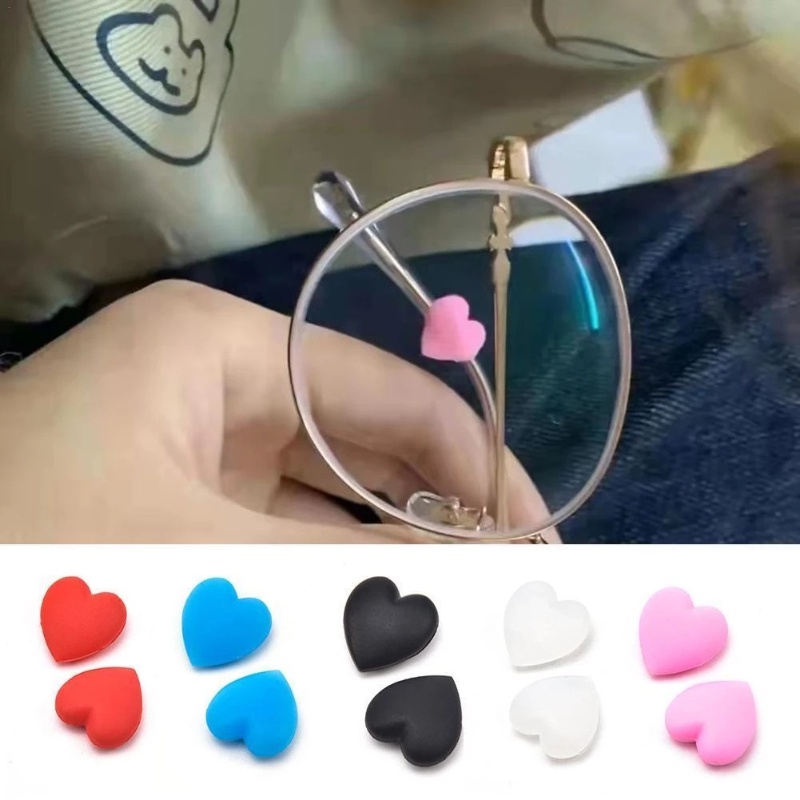 5pasang/set Untuk Kacamata Eyeglasses Holder Love Bentuk Hati Mini Silikon Anti-Slip Cover Holder Tali Kacamata Ear Grip Hooks Penahan Kacamata Frame Kaki Aksesoris