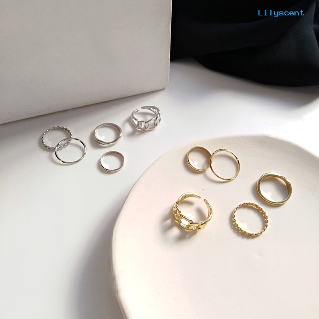 [LS]5 Pcs Cincin Jari Jari Anti Alergi Wearable Alloy Vintage Finger Rings Set Untuk Hadiah