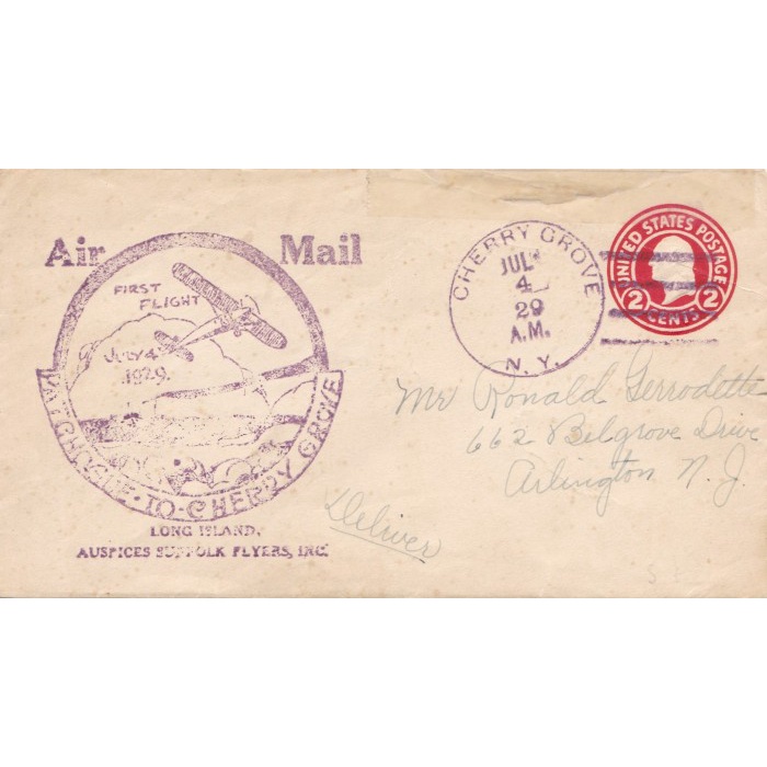 

A239 Perangko Surat Kuno Amerika Serikat To Arlington NJ 1929 Used