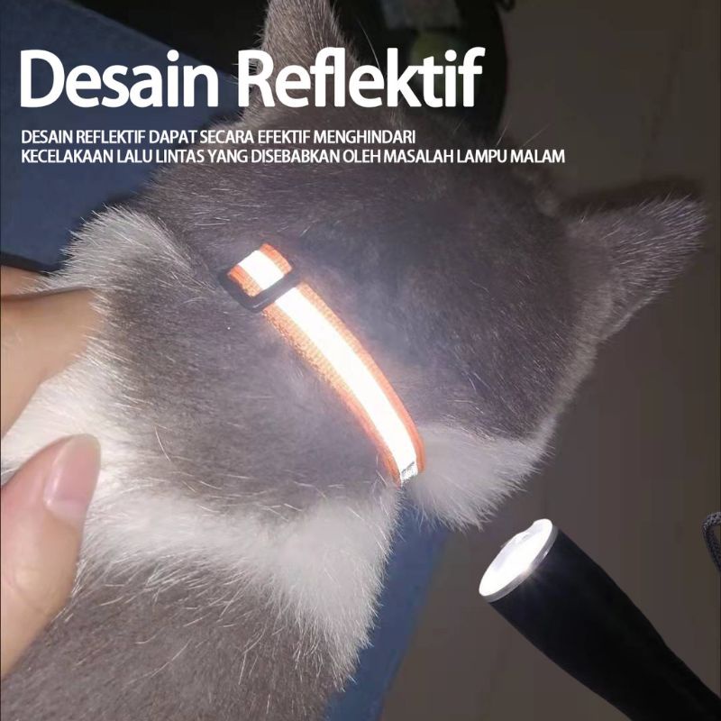 Kalung Kucing Kalung Cats Reflektif Menyala Dalam Gelap Dapat Disesuaikan Aksesoris Hewan Peliharaan FEFARM