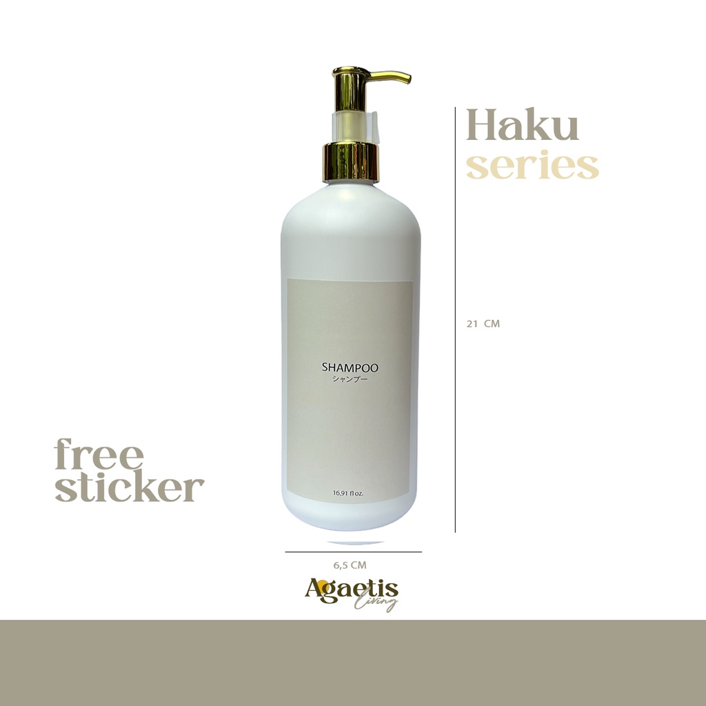 BOTOL SABUN CAIR REFILL PUMP GOLD PREMIUM LUXURY 500 ML + STICKER ANTI AIR AESTHETIC HAKU GOLD SERIES