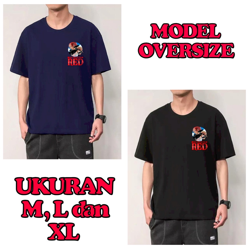 MUKZHOP - BAJU OVERSIZE LUFFY RED / atasan lengan pendek / oversize / kaos pria / kece / terbaru / terlaris