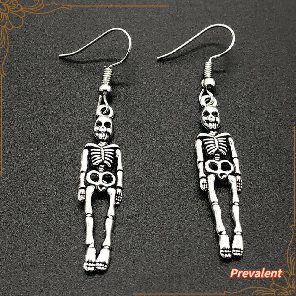 Preva Anting Halloween Bahan Alloy Gaun Pesta Bahan Alloy Untuk Wanita Liontin Kerangka Manusia