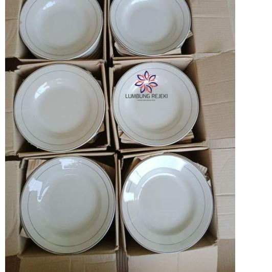 ㅷ Piring Makan Keramik Putih Lish Emas / Piring makan keramik Polos / Piring makan Putih / Piring Ma