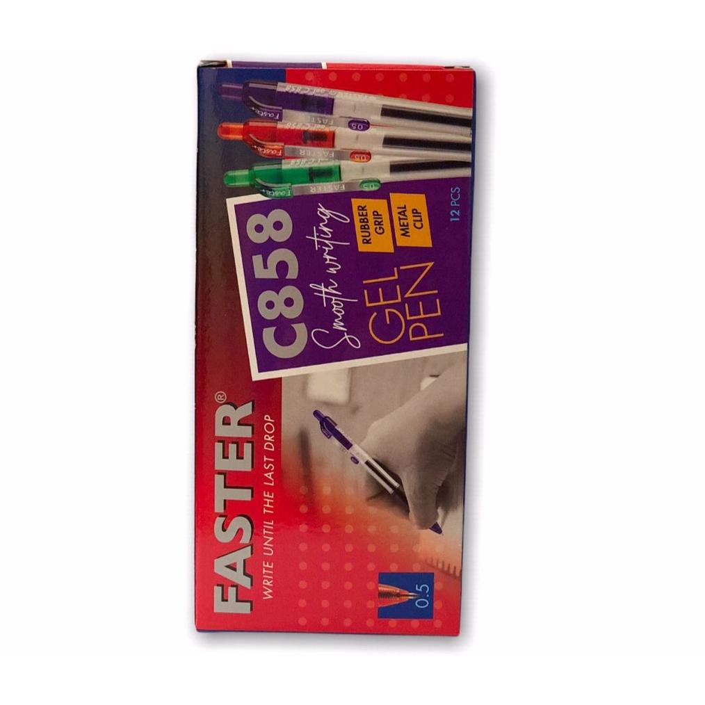

BALLPOINT /PEN FASTER GEL C858- 0.5MM-ISI 12 BATANG-BLACK TERLARISS...,,,,,