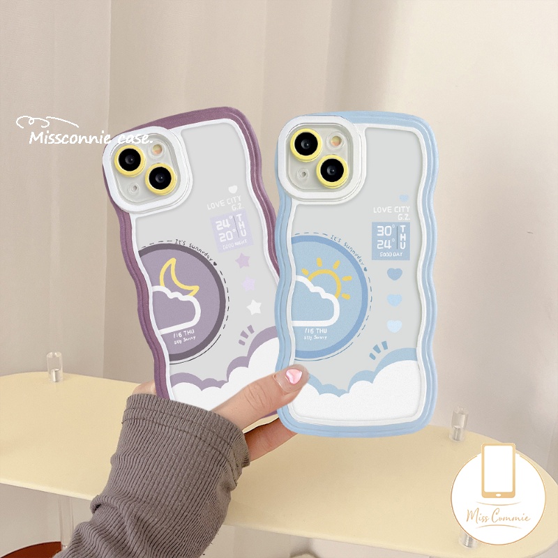 Couple Case OPPO A16 A95 A78 A55 A57 A17 A15 A7 A16K A54 A1k A17K A12 A77 A74 A5 A9 A16s A96 A5s A53 A3s A76 Reno 8T 8 7 7Z 8Z 6 A77s A52 Siang Malam Ramalan Cuaca Bergelombang Sarung Tepi