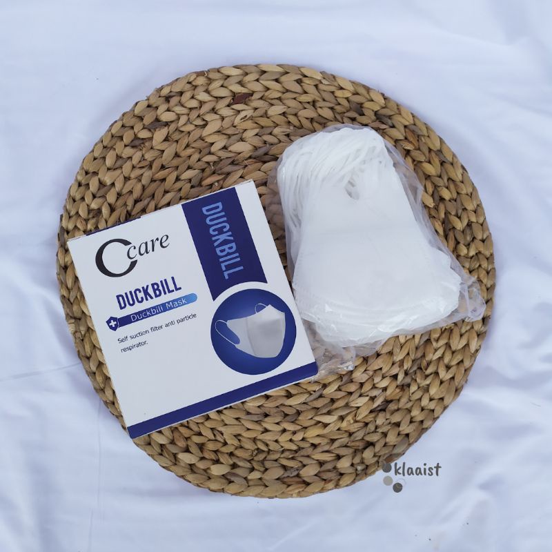 Face mask duckbill protective 3ply (50pc) premium mask garis seperti sensi/masker duckbil Y&B care-Db CCARE Putih 4ply