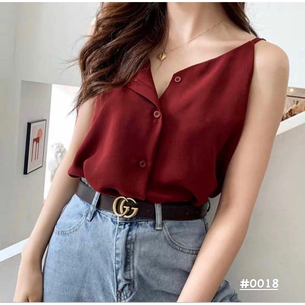 (COD) OH Fashion Basic Tank top Ella kancing premium quality korea #0018